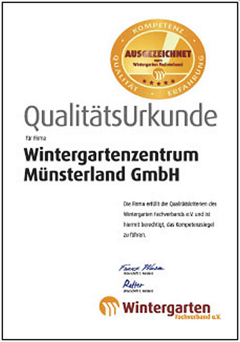 Wintergartenzentrum Münsterland GmbH / Ihr Ansprechpartner im Thema Wintergarten und Terrassenüberdachung im Raum Münster - Osnabrück - Bielefeld - NRW